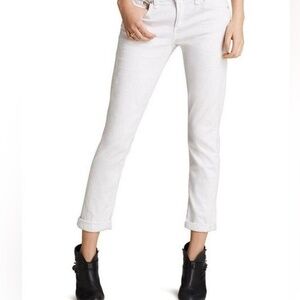 Rag & Bone The Dre Low-Rise Slim Boyfriend Jeans Aged Bright White Size 29
